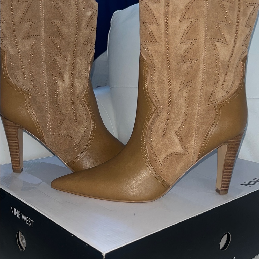 Nine West Tan Heeled Boots - Picture 3 of 7